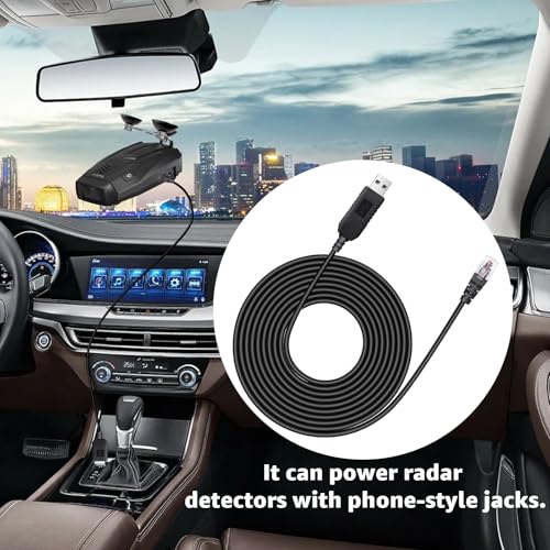 USB to RJ11 Radar Detector Power Cable for Uniden Escort & More 13FT