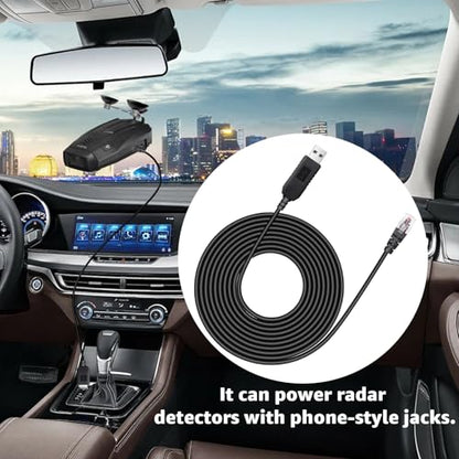 USB to RJ11 Radar Detector Power Cable for Uniden Escort & More 13FT