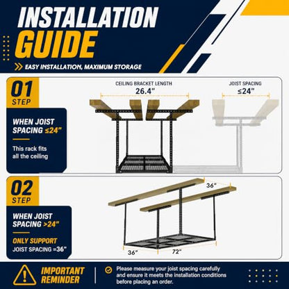 3 x 6FT Overhead Garage Storage Rack