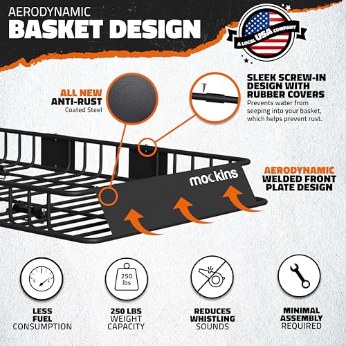 64"x39"x6" Extendable Heavy Duty Roof Rack Basket & 16 Cu Ft Waterproof Cargo Bag for Top of Car
