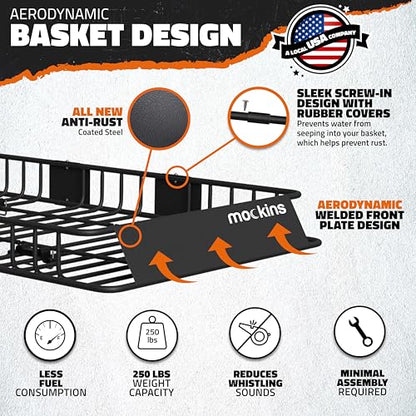 64"x39"x6" Extendable Heavy Duty Roof Rack Basket & 16 Cu Ft Waterproof Cargo Bag for Top of Car