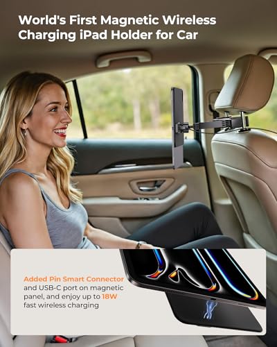 KUXIU Magnetic Wireless Charging Car Headrest Tablet Holder for iPad Pro 11'' M4 [2024]Only