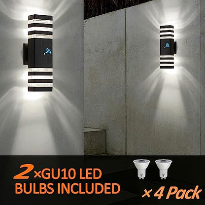 4 Pack Dusk to Dawn Outdoor Light Fixture Modern Black Exterior Wall Lights (4 Count)
