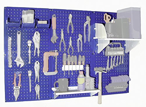 30-WRK-400BUW Standard Workbench Metal Pegboard Tool Organizer,Blue/White