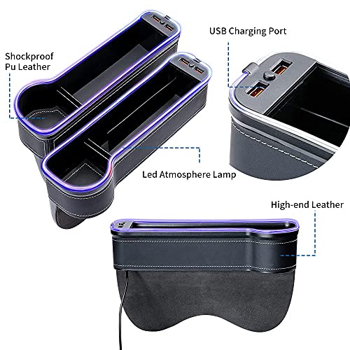 2 Pack LED Car Seat Gap Organizer with 56W Charger (2 Count)