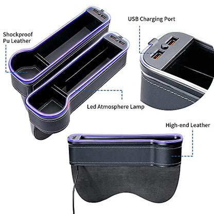 2 Pack LED Car Seat Gap Organizer with 56W Charger (2 Count)