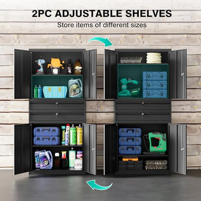 Metal Storage Cabinet with Drawer and Locks