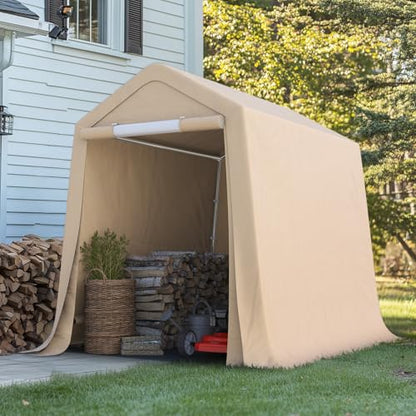 6x8 ft Outdoor Portable Storage Shelter Shed with 2 Roll up Zipper Doors & Vents Carport for Motorcycle Waterproof and UV Resistant Portable Garage Kit Tent