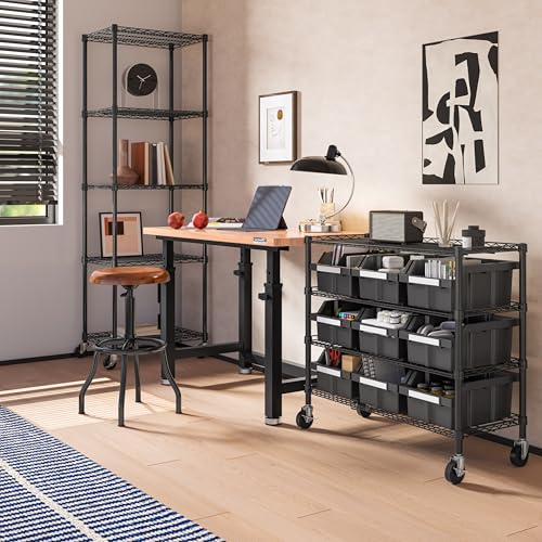 4-Tier NSF 9-Bin Steel Wire Shelving Rack, 36"W x 14"D x 31"H, Graphite
