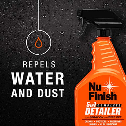 5-in-1 Complete Detailer Spray with Towel by Nu Finish, Preserves and Protects Car Detailing, Includes 1 Microfiber Towel, 22 Oz Spray (22 Fl Oz)