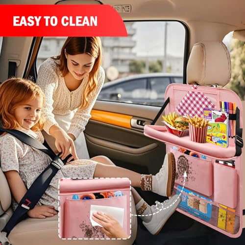 2Pack Car Backseat Organizer with Foldable Table Tray
