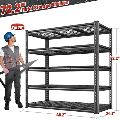 5 Tier Heavy Duty Storage Shelves for Garage Basement Warehouse