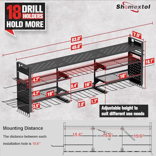 49.8" Power Tool Organizer Wall Mount