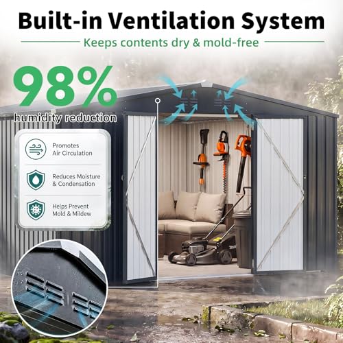 8' x 10' Waterproof Metal Outdoor Storage Shed