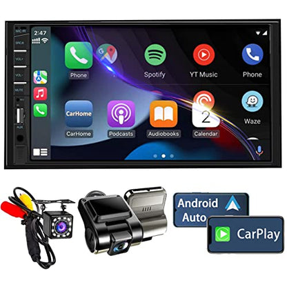 Double Din Car Stereo with Backup Camera & Dash Cam
