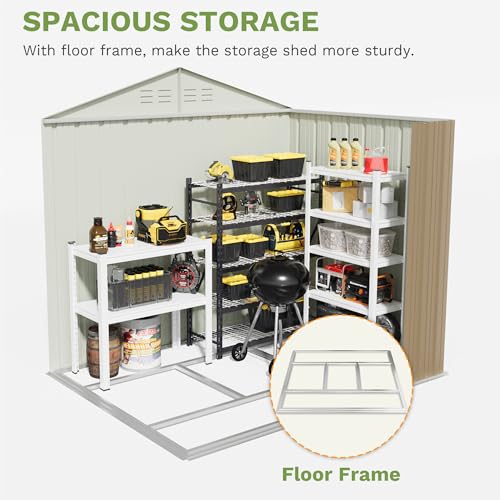 6x4 FT Outdoor Storage Shed with Floor Frame