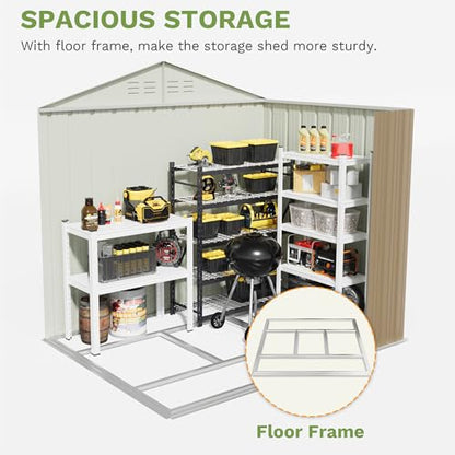 6x4 FT Outdoor Storage Shed with Floor Frame