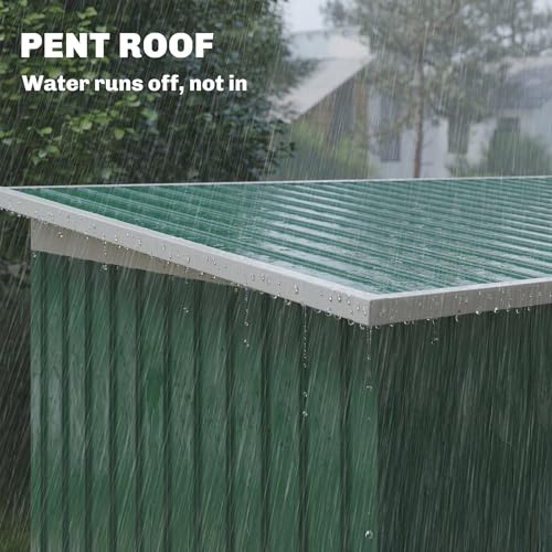 9' x 4' Outdoor Storage Shed Sloping Roof Lockable Door Green
