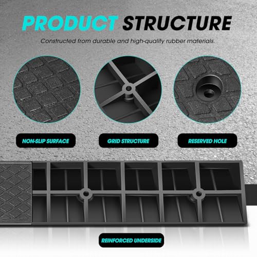 2pcs 2.1" Rise Rubber Curb Ramp Heavy Duty Loading Driveway Ramp Threshold Ramps 38.6" W x 5.9" D x 2.1" H for Loading Dock (2 Count)