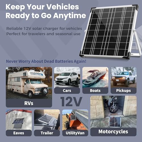 20W 12V Solar Panel Battery Charger Trickle Maintainer Kit
