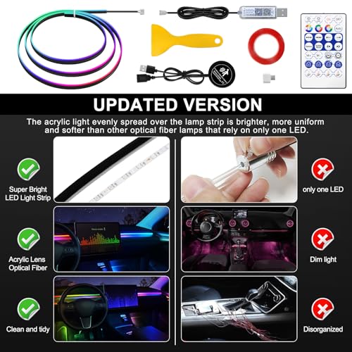 Dreamcolor Acrylic Interior Car LED Strip Light with Motion Sensor Switch