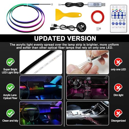 Dreamcolor Acrylic Interior Car LED Strip Light with Motion Sensor Switch
