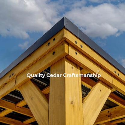 Kingsport 20' x 20' Cedar Wood Outdoor Carport Garage with Heavy