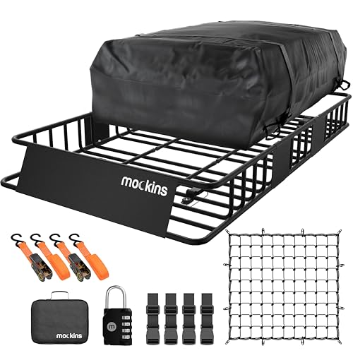 64"x39"x6" Extendable Heavy Duty Roof Rack Basket & 16 Cu Ft Waterproof Cargo Bag for Top of Car