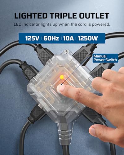6 Grounded Outlets Retractable Extension Cord Reel (75 Count)