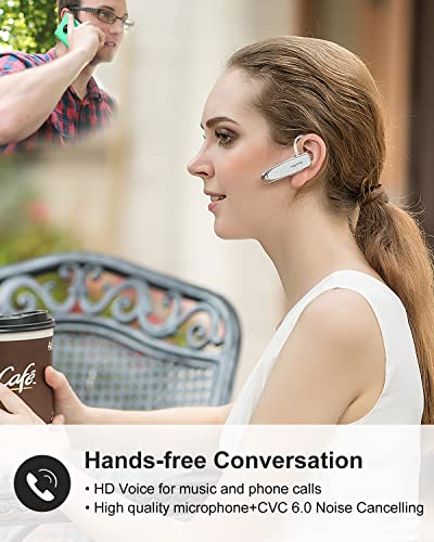 2 Pack] Bluetooth Earpiece V5.0 Wireless Handsfree Headset 24 Hrs Driving (2 Count)