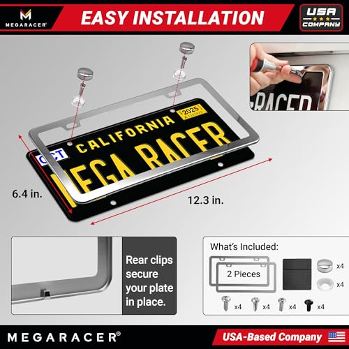 Polished Mirror Chrome Silver License Plate Frames