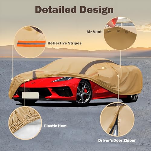 Car Cover Waterproof All Weather Compatible with Chevy Corvette C4 C5 C6 C7 C8