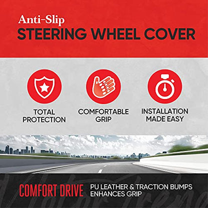 FlexGrip Gray Steering Wheel Cover for Cars