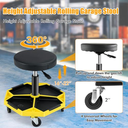 Adjustable Mechanic Rolling Stool