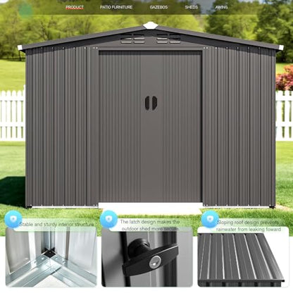 8x6 FT Galvanized Steel Outdoor Storage Shed