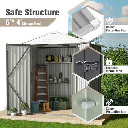 Metal Outdoor Storage Shed 6 x 4 FT Metal Shed with Lockable Door