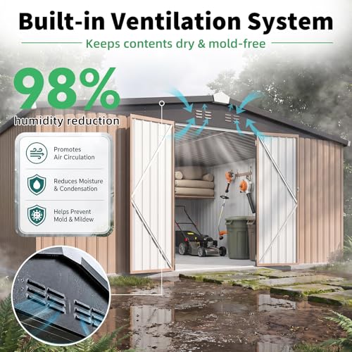 12' x 14' Large Metal Outdoor Storage Shed