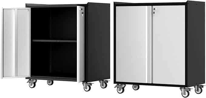IDEALHOUSE 46" Rolling Garage Storage Cabinet with Locking Doors - Heavy-Duty Metal Shelving Unit, Mobile Tool Organizer for Home Office Workshop Organization