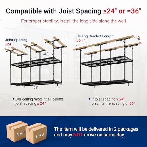 3x8 2 Tier Overhead Ceiling Garage Storage Rack