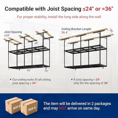 3x8 2 Tier Overhead Ceiling Garage Storage Rack
