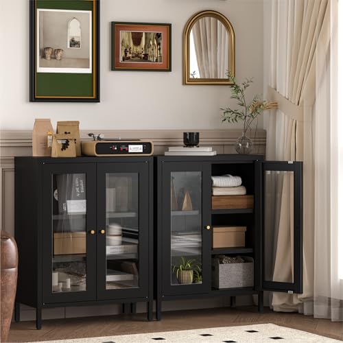 Metal Bathroom Cabinet with Glass Doors