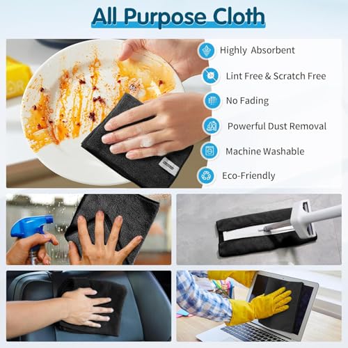 Black Microfiber Cleaning Cloth (12 Count)