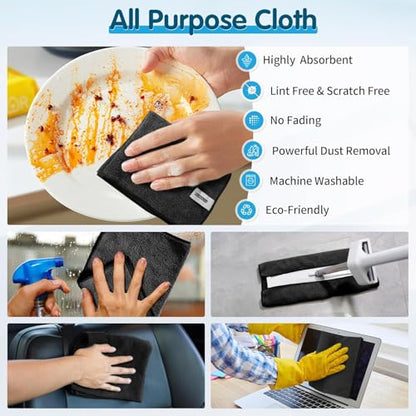Black Microfiber Cleaning Cloth (12 Count)