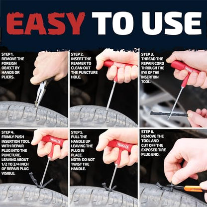 Tubeless Tire Repair Kit with Aluminum T Handle Tools