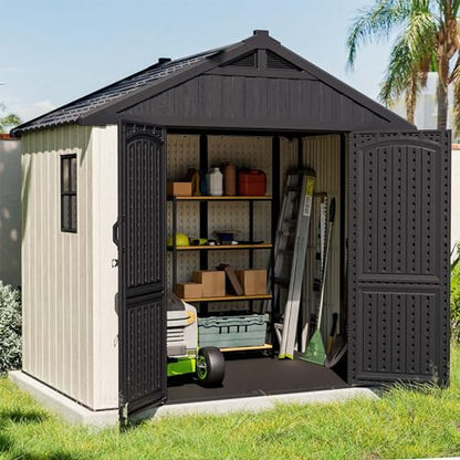 8x6 FT Plastic Outdoor Storage Shed with Floor