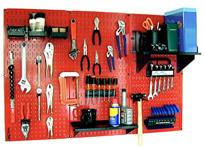 30-WRK-400RB Standard Workbench Metal Pegboard Tool Organizer,Red/Black