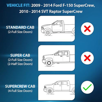 Durable Rain Guards for Ford F150 Super Crew 2009