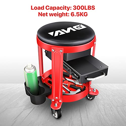 TOOLS 00197 Round Mechanics Roller Seat Creeper Stool With Padded Cushion