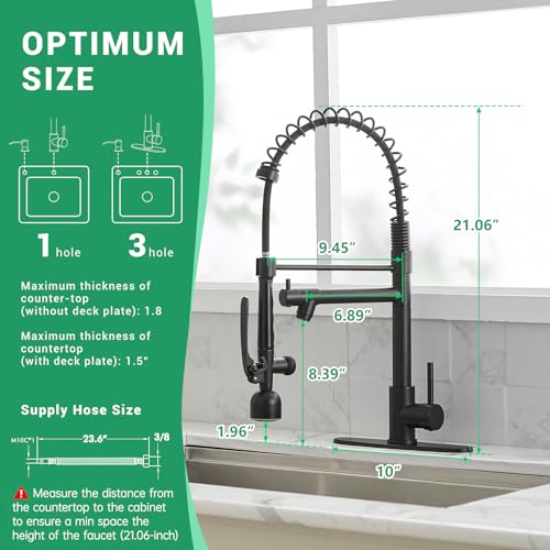 LED Commercial Kitchen Faucets with Pull Down Sprayer Matte Black