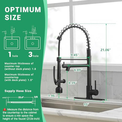 LED Commercial Kitchen Faucets with Pull Down Sprayer Matte Black